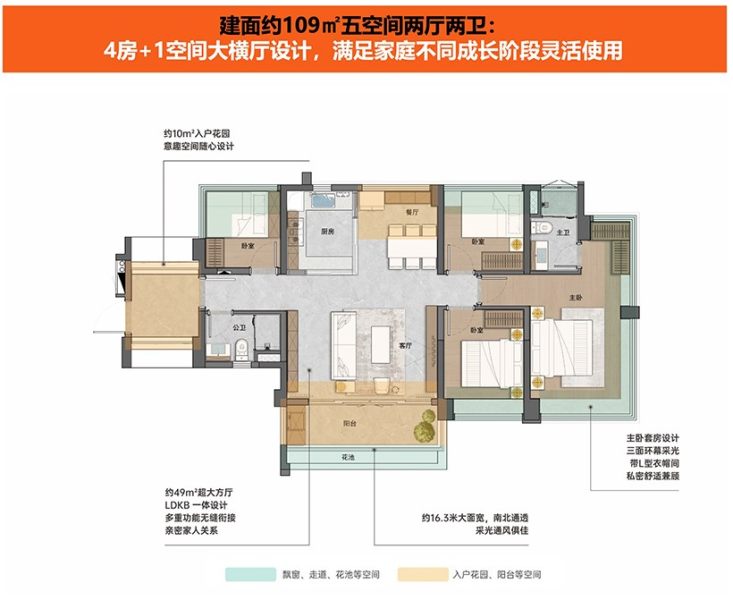 广州地铁地产珑曜上城5室2厅109平米户型图-楼盘图库-广州新房-购房网
