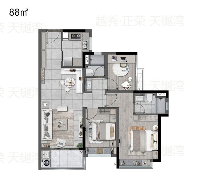 广州 越秀·天瀛户型为:户型有3室-4室,物业费暂无资料-越秀·天瀛楼盘-广州购房网